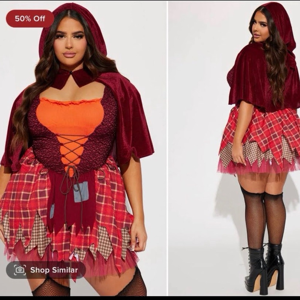 Fashion Nova Burgundy and Orange Patchwork costume